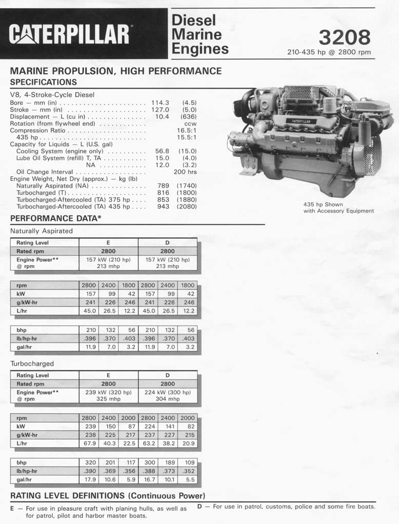 CATERPILLAR 3208TA RBLT MARINE ENGINE
