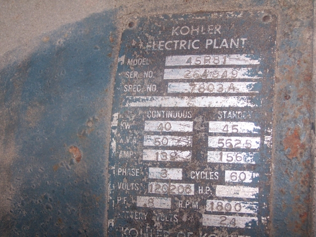 KOHLER 40 KW KOHLER LP GAS GEN SET