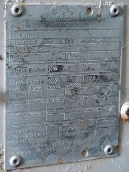 ONAN 12.5MDL3 USED MARINE GENSET