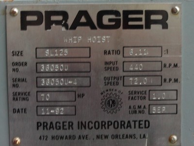 PRAGER SL125 Unused Gear Reducer