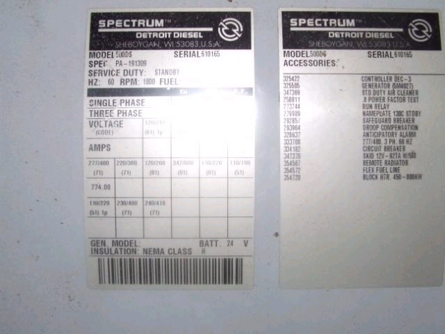 DETROIT DIESEL 500DS Used Ind. Generators Sets