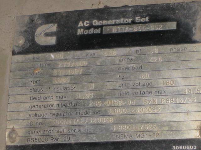 Cummins 249-0152-04 Used Generator set