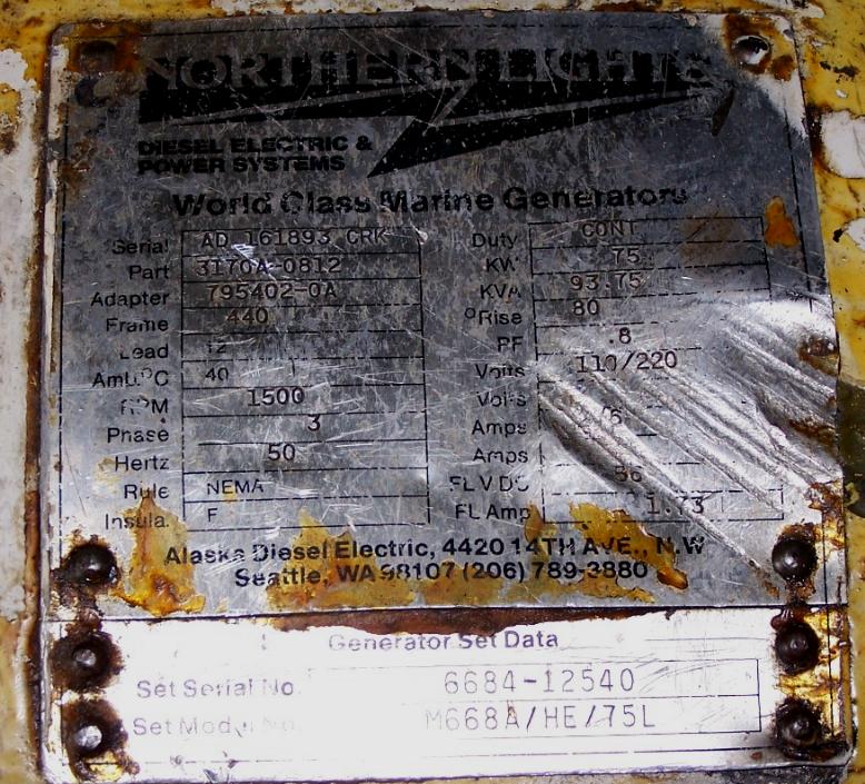 NORTHERN LIGHTS 6068 John Deere diesel Marine Generators Set 