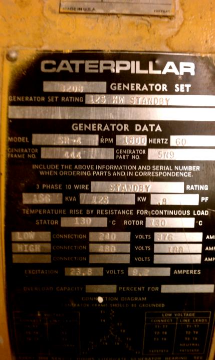 Caterpillar 3208 Used Generator Set