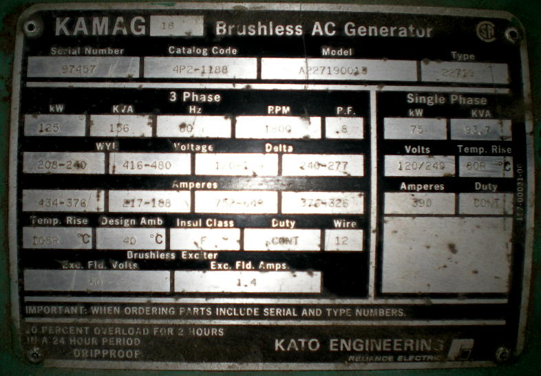 Waukasha 6 Cyl USED PROPANE INDUSTRIAL GENERATOR SET
