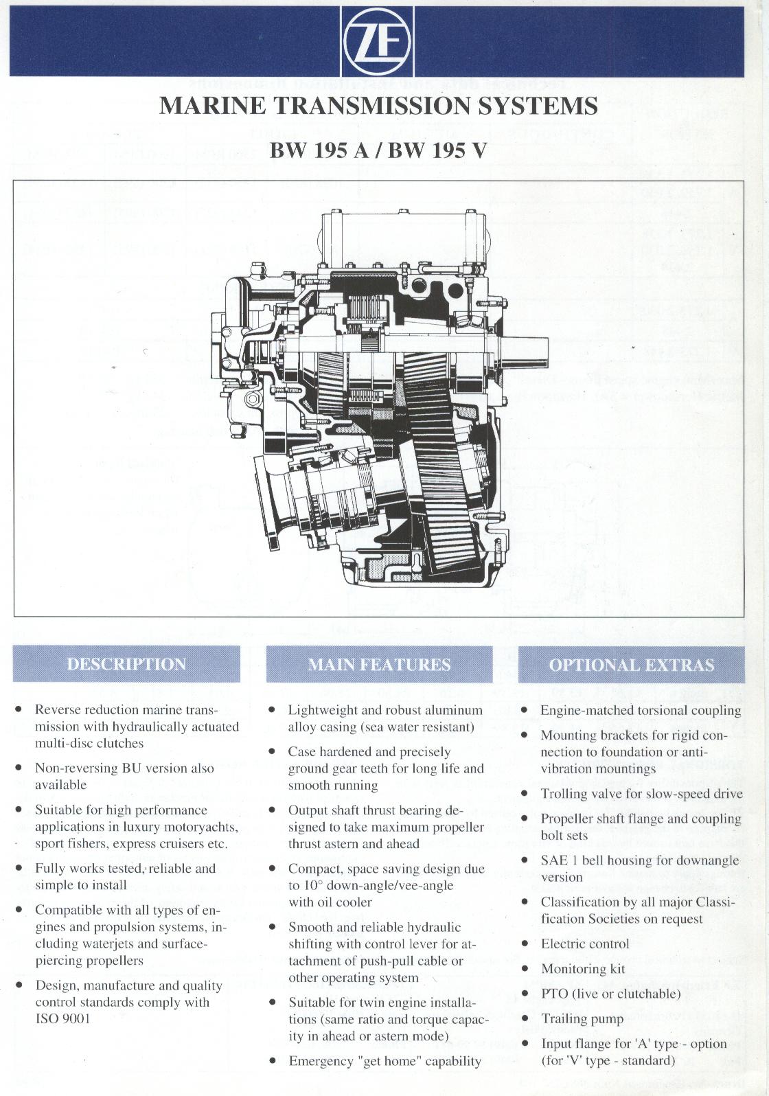 ZF BW195V New surplus marine transmissions