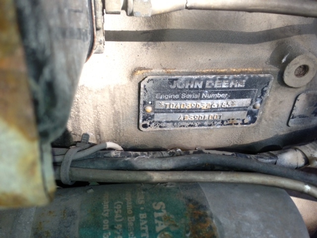 JOHN DEERE 4 Cylinder compressor drive engine4D59DF007