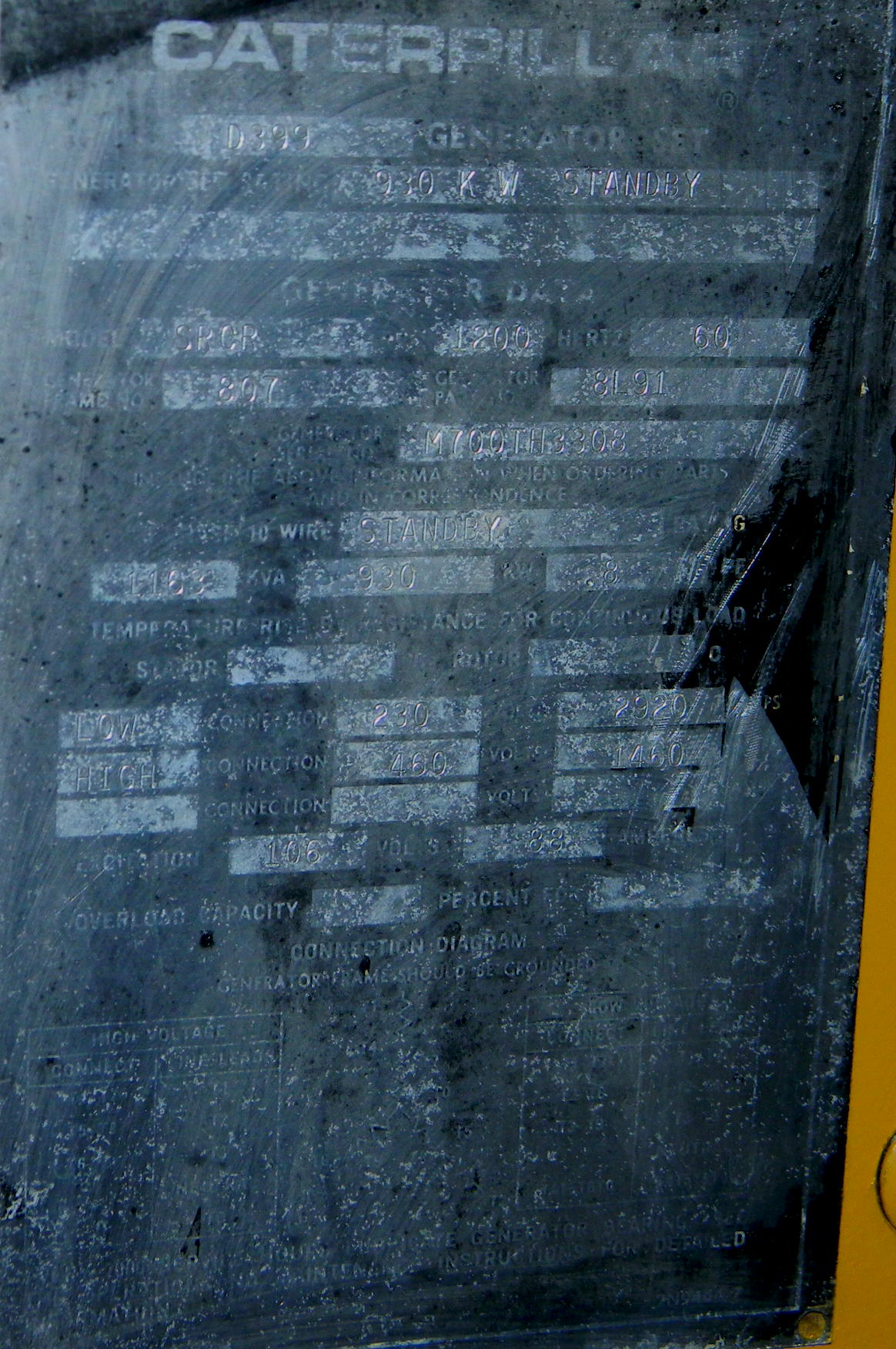 CATERPILLAR D399 CAT Generator End 930kw