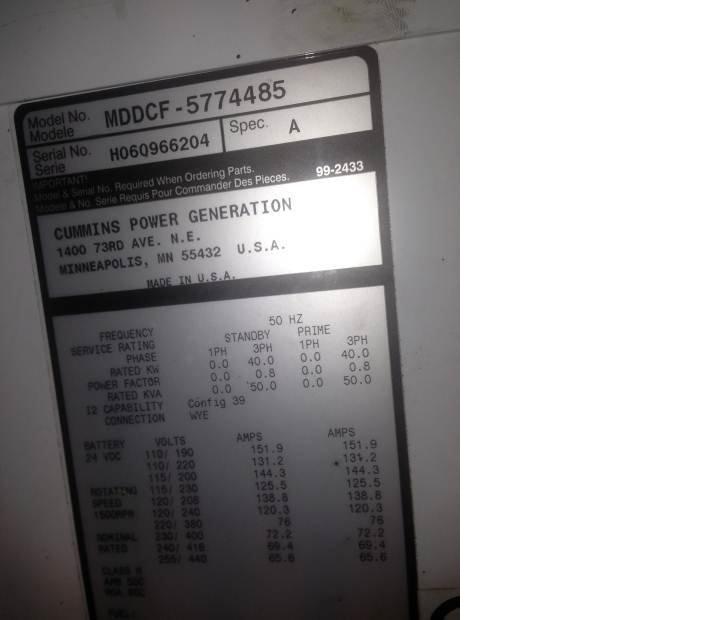 ONAN 40 KW MARINE GENSET