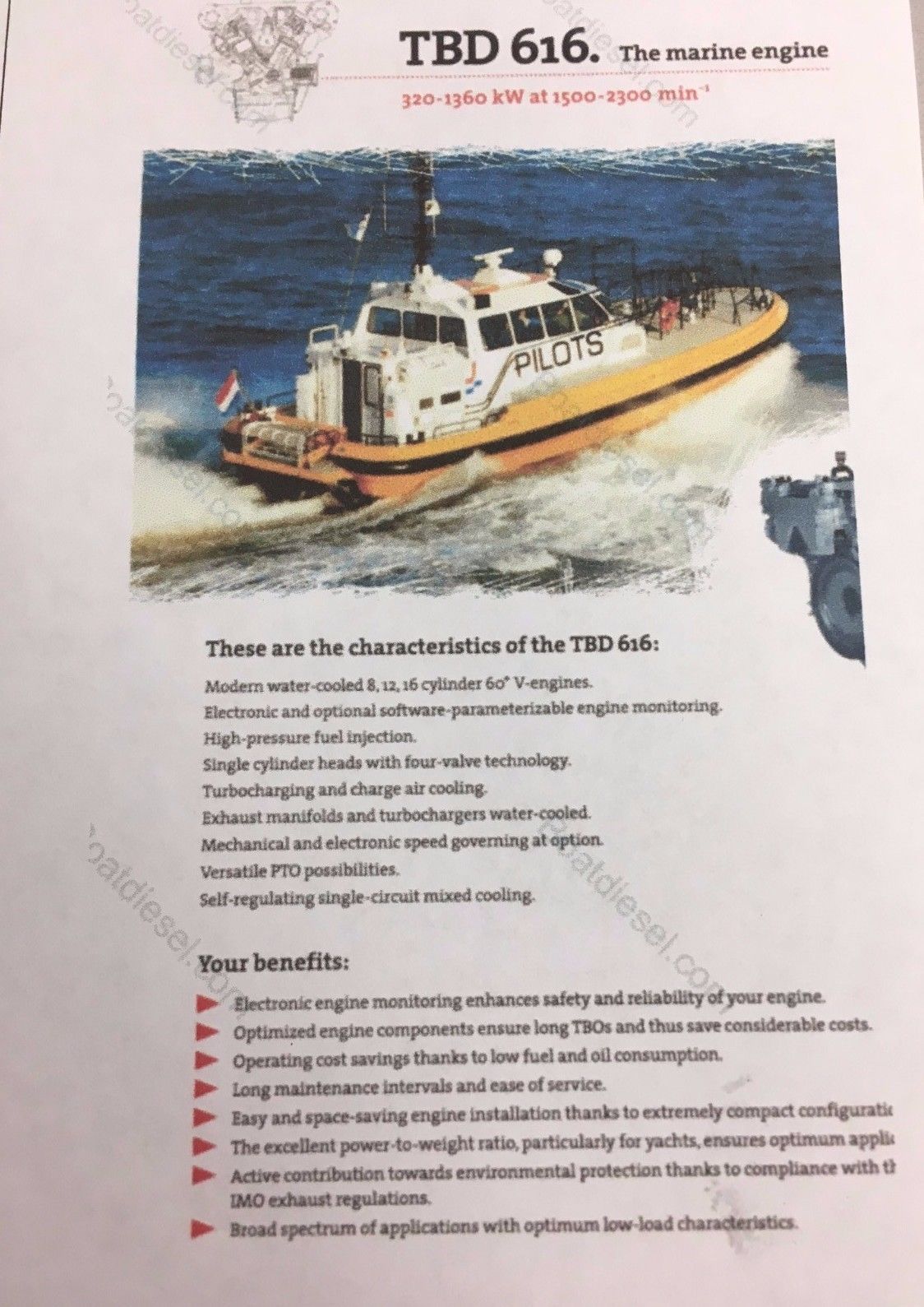 Deutz -MWM TBD616BV16 Deutz Used Marine Engines