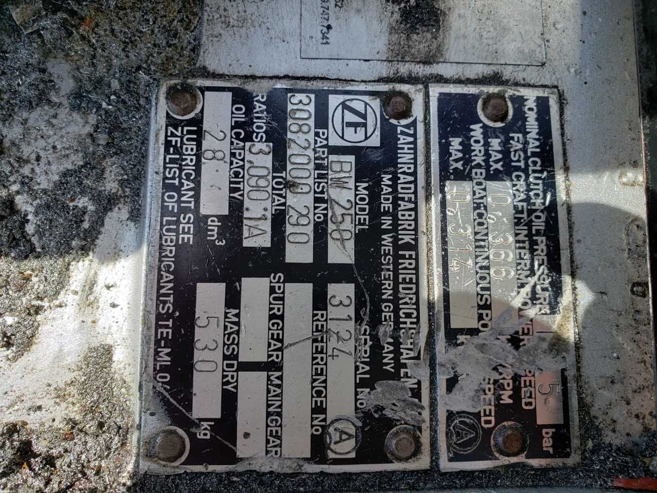 ZF BW250 USED MARINE GEARs