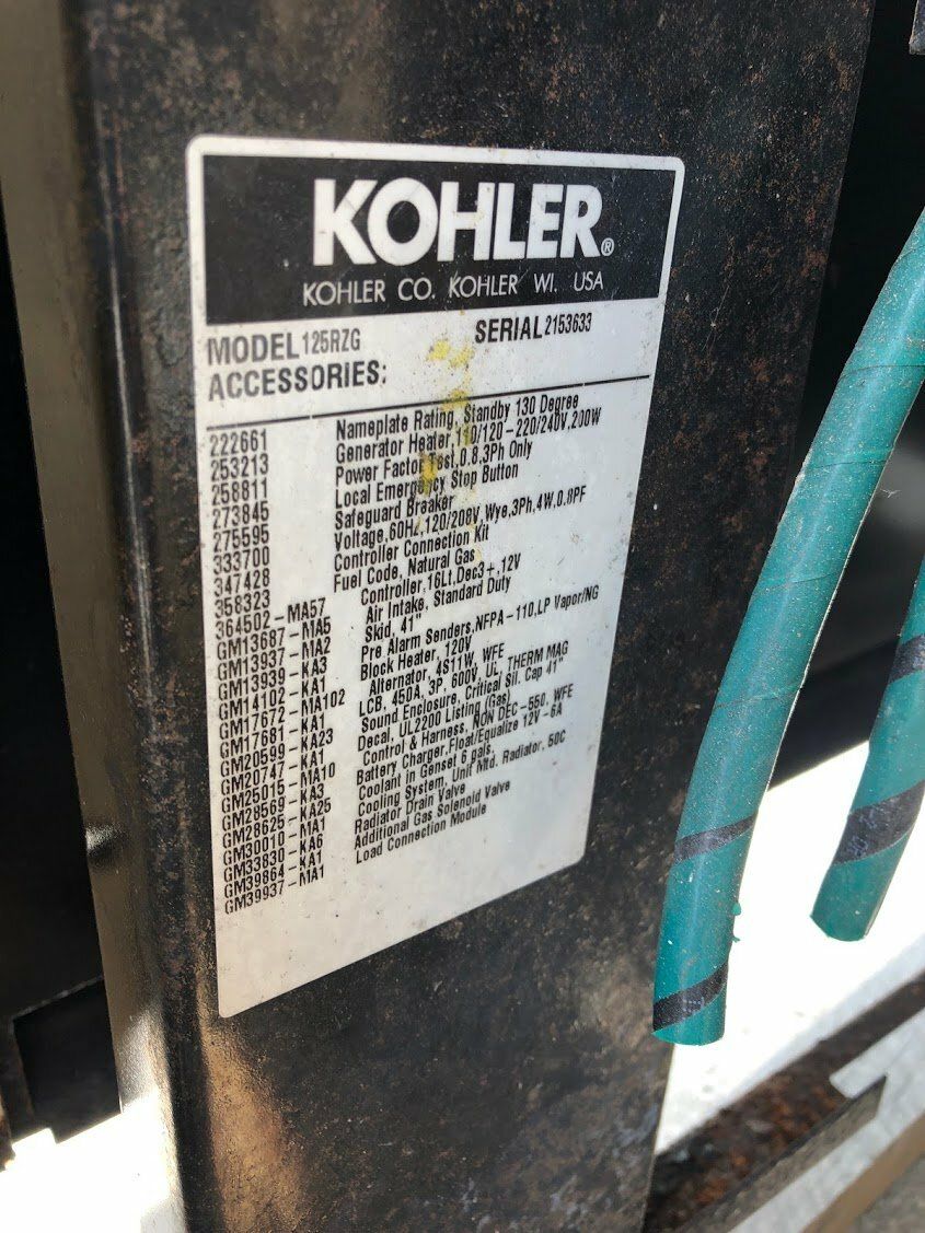 Kohler/GM Kohler/GM Nat. Gas Generator set