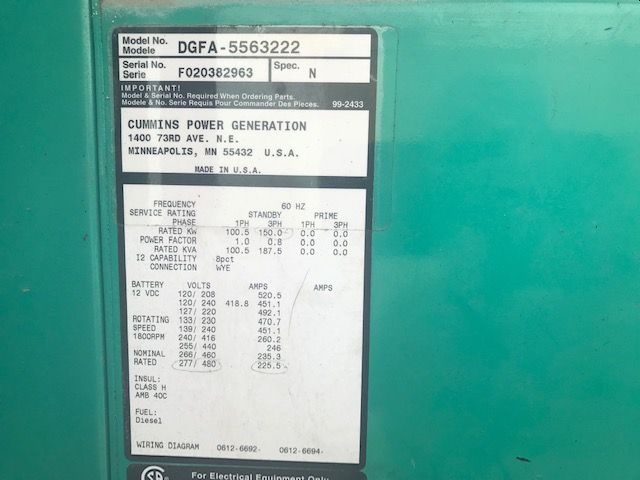 Cummins 6CTA8.3G2 Used  Industrial Generator set