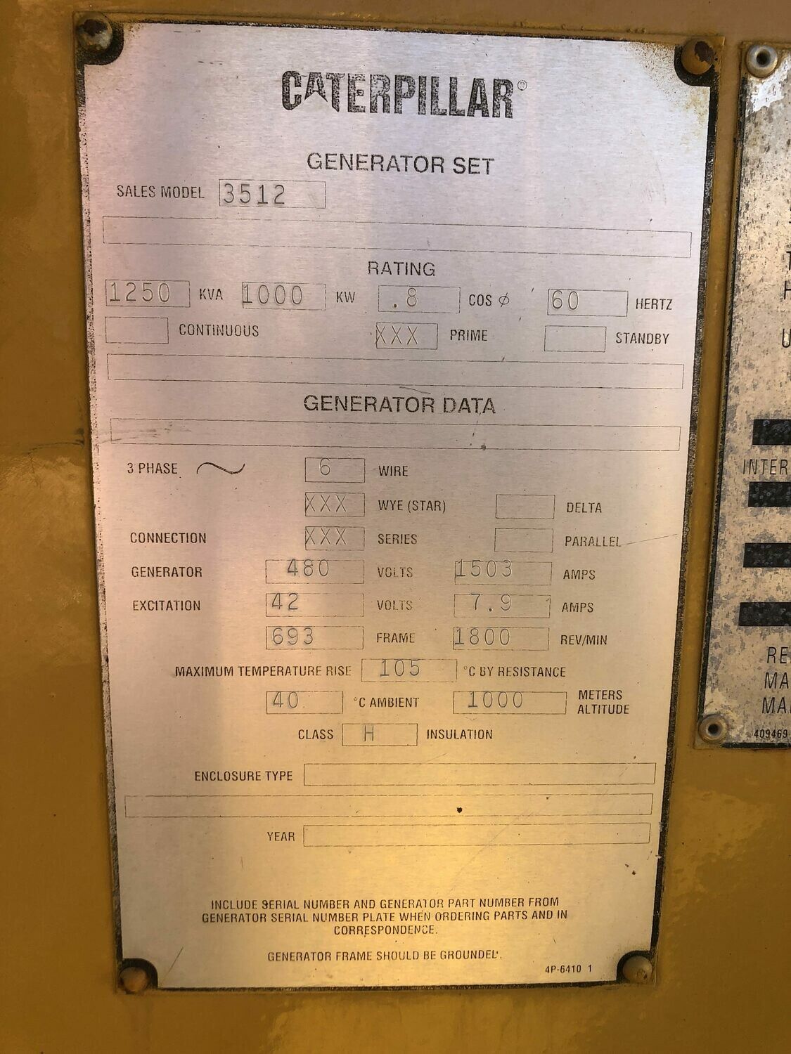 Caterpillar  3512 Industrial Generator 