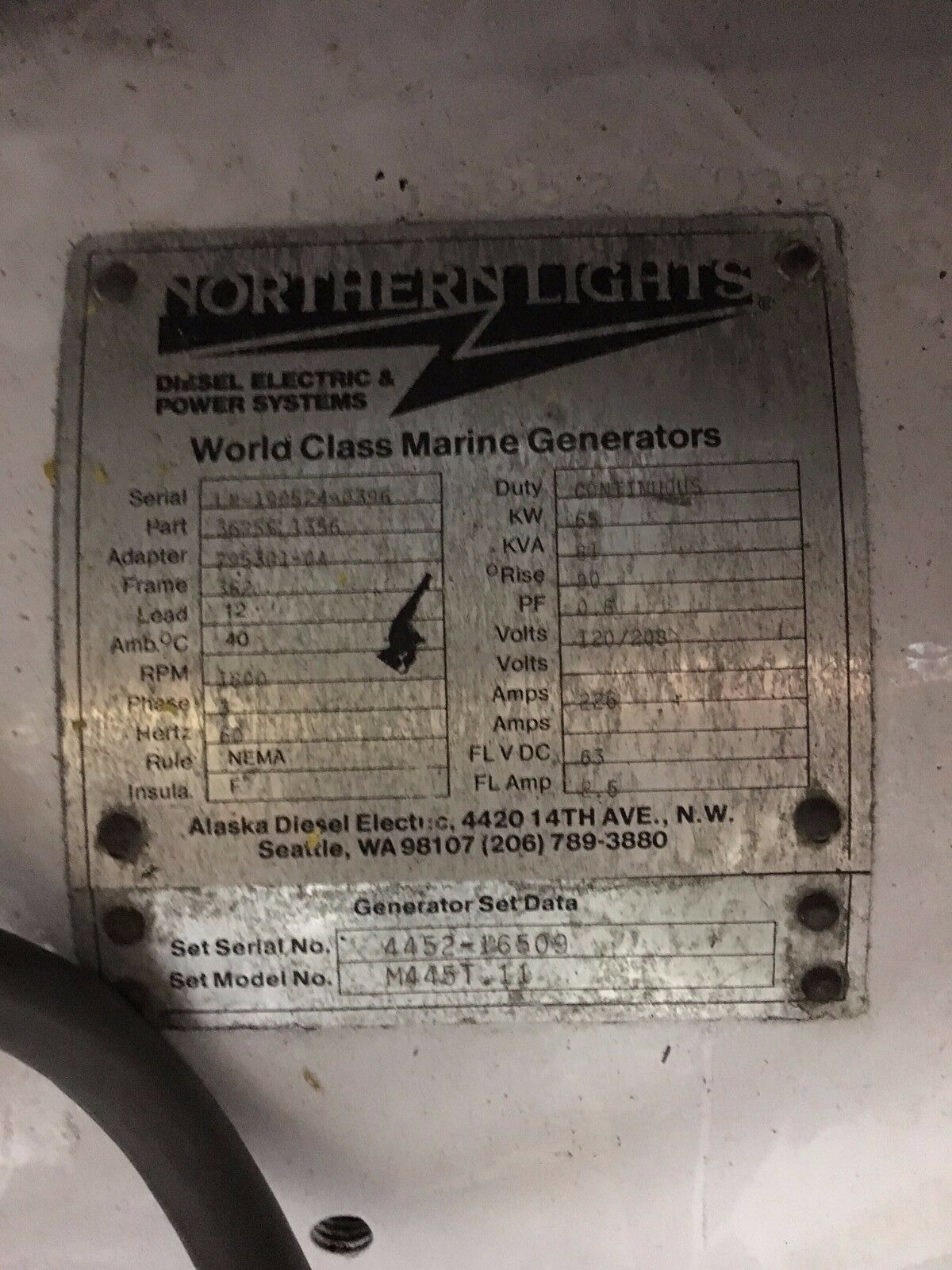 NORTHERN LIGHTS Model MP445-65KW
