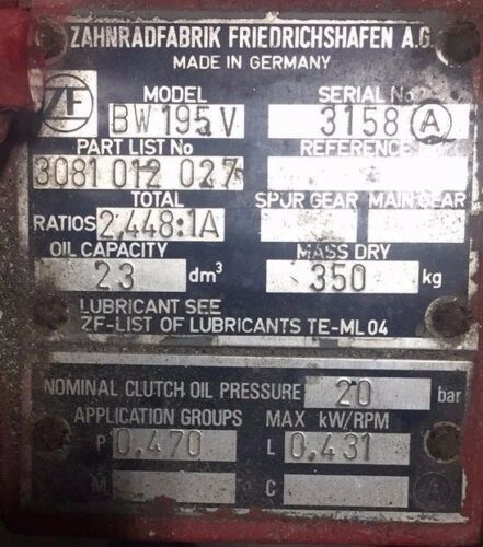 ZF BW195 Vee Drive  transmissions