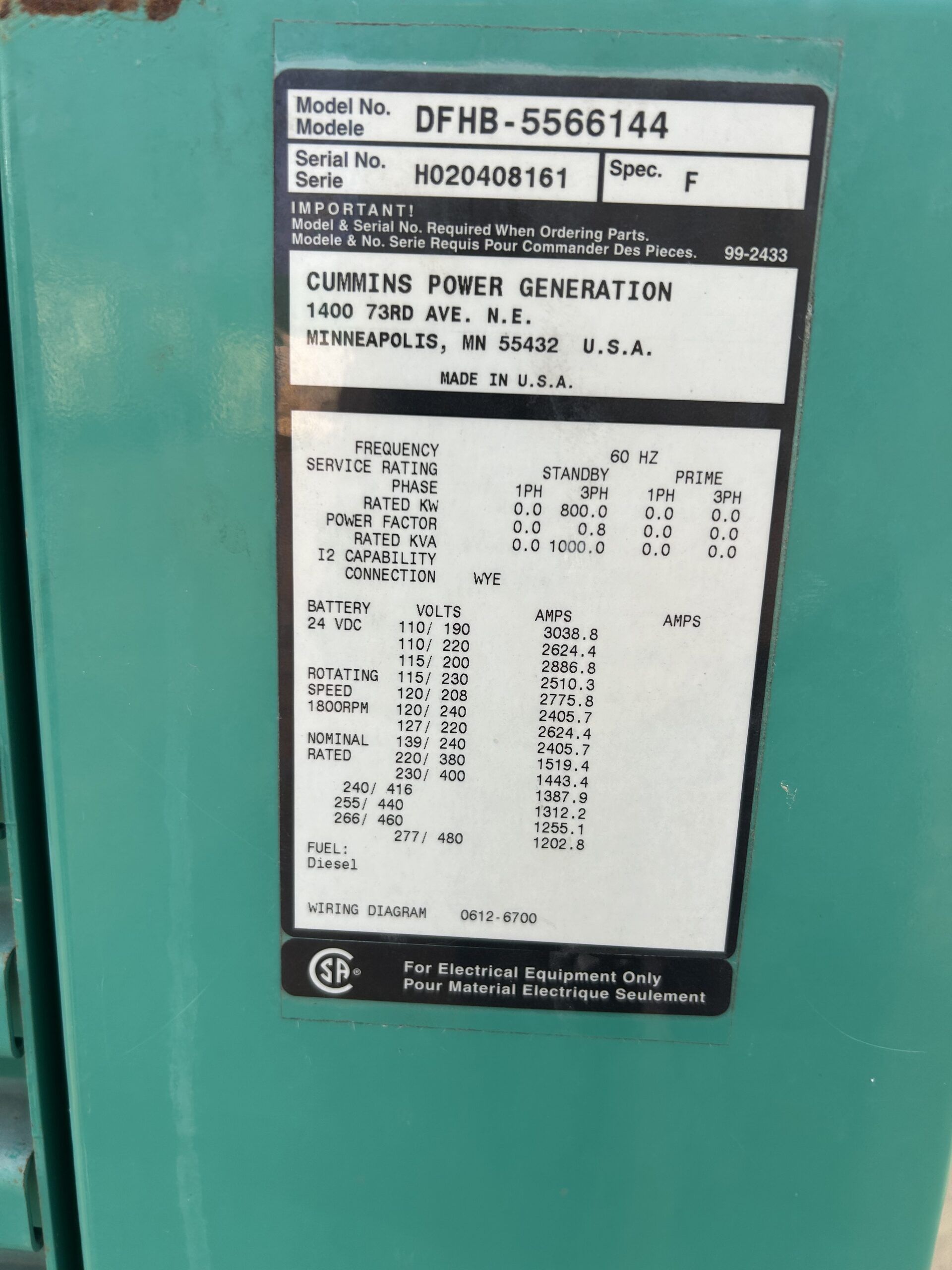 Cummins QST30 Diesel Industrial generator set 